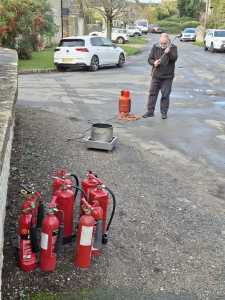 Lots of practice extinguishers