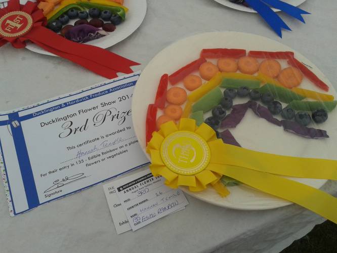 and Hannah again - edible rainbow on a plate and Hannah again - edible rainbow on a plate