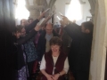 A "guard of honour" with hymn books